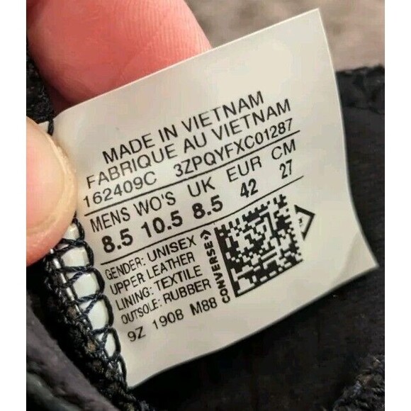 Converse Chuck Taylor All Star Waterproof High All Black Leather Shoes 162409C - Picture 8 of 8